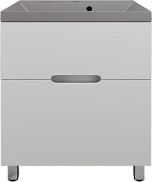 Style Line Тумба с кварцевой раковиной серый шелк раковиной Матис 60 белая матовая – фотография-1